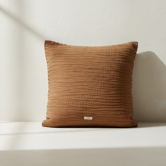 Almond Cotton Muslin Cushion - Design Vintage
