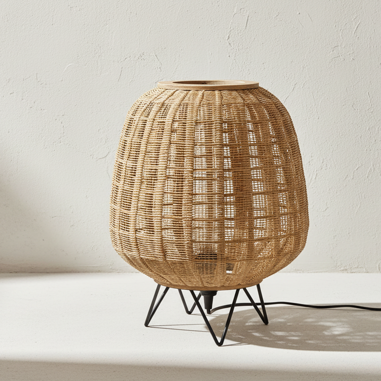 Handwoven Bamboo Lamp - Design Vintage