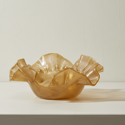 Ochre Ruffle Glass Bowl
