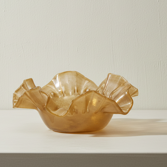 Ochre Ruffle Glass Bowl