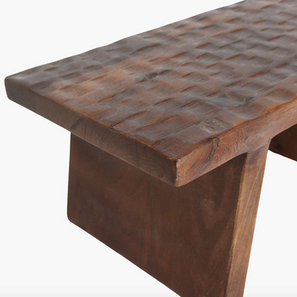 Chiseled Mango Wood Stool - Design Vintage