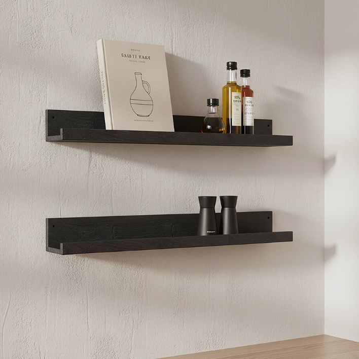 Black Wooden Picture Shelf - Design Vintage
