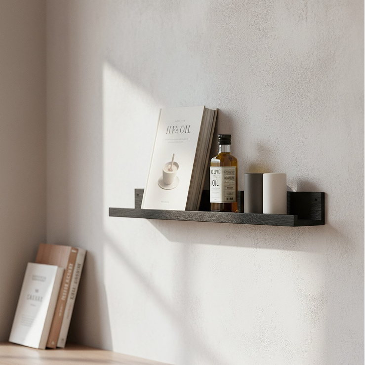 Black Wooden Picture Shelf - Design Vintage
