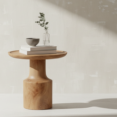 Teak Pedestal Side Table