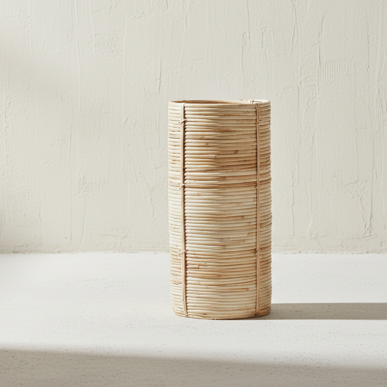 Tall Rattan Basket - Design Vintage