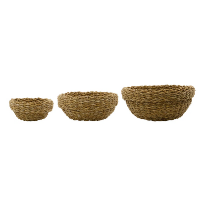 Set of Round Seagrass Baskets - Design Vintage