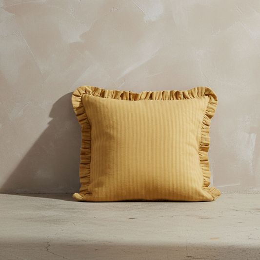 Ochre Ruffle Cushion - Design Vintage