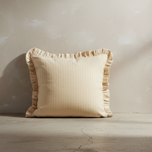 Ecru Ruffle Cushion - Design Vintage