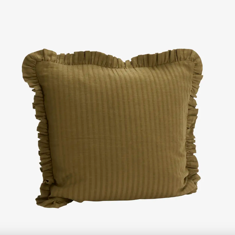 Olive Ruffle Cushion - Design Vintage