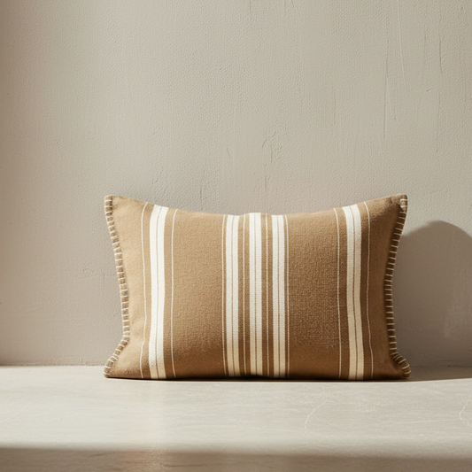 Folke Caramel Stripe Cushion - Design Vintage