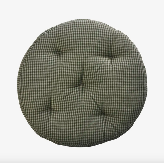 Round Laurel Check Seat Pad - Design Vintage