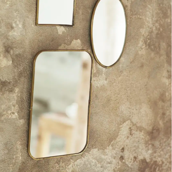 Antique Brass Wall Mirror - Design Vintage