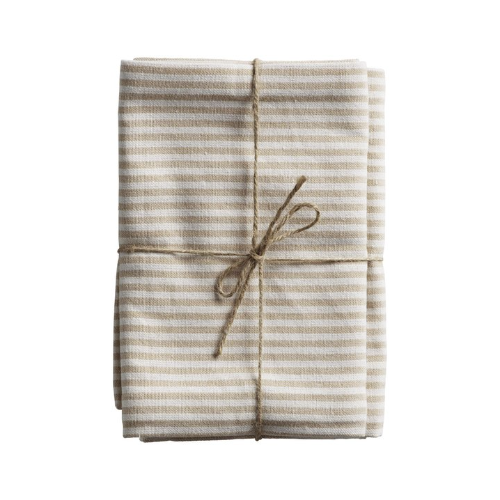 Set of Flax Stripe Tea Towels - Design Vintage