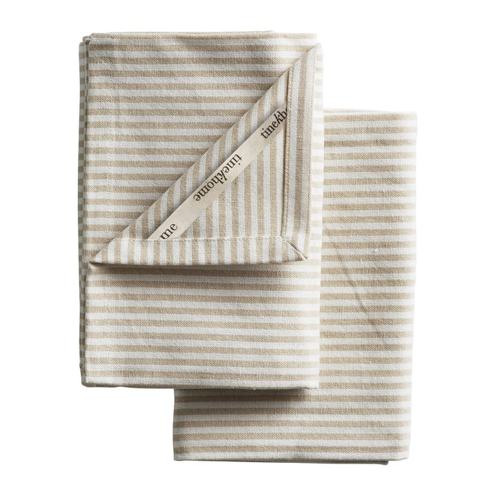 Set of Flax Stripe Tea Towels