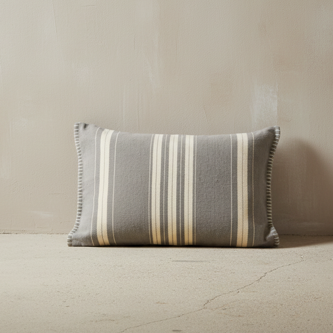 Folke Grey Stripe Cushion - Design Vintage