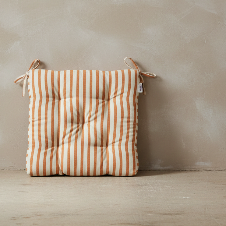 Terracotta Stripe Seat Cushion - Design Vintage