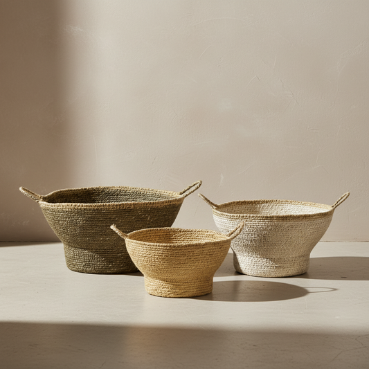 Set of Tonal Seagrass Baskets - Design Vintage