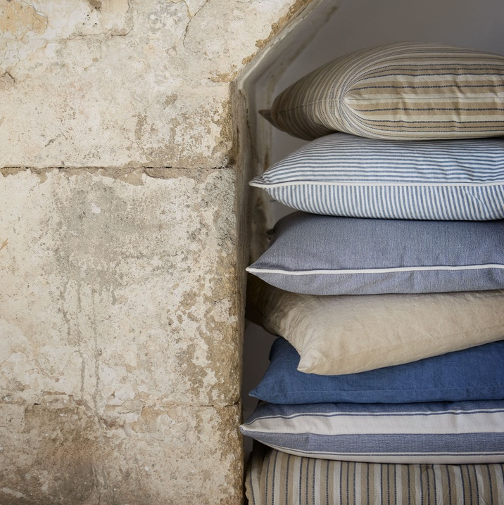 Large Denim Stripe Cushion - Design Vintage