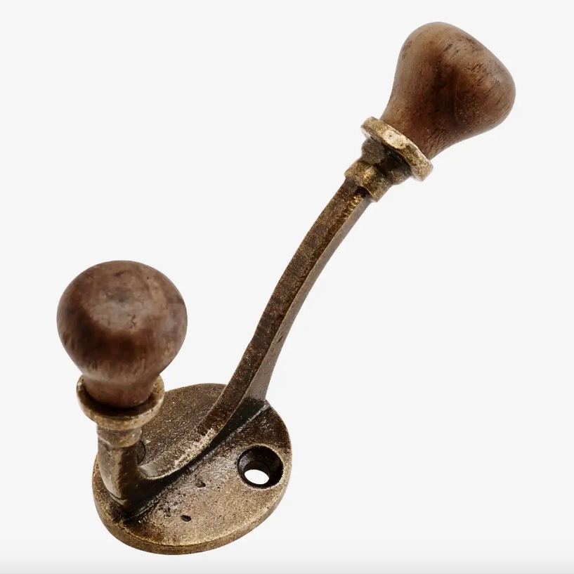 Antique Brass & Mango Hook - Design Vintage