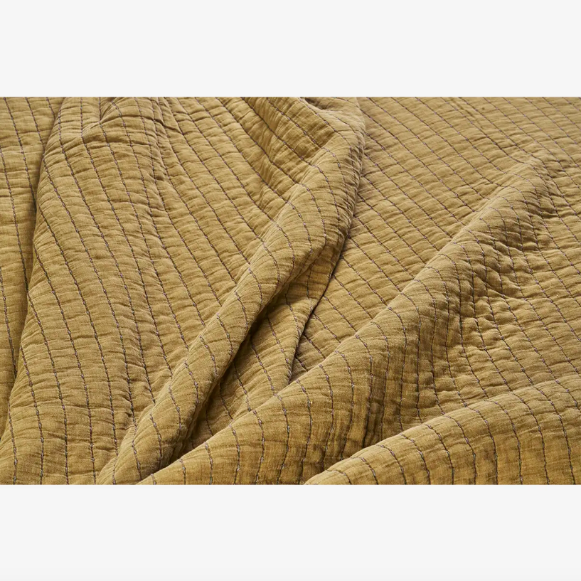 Ochre Quilted Bed Cover - Design Vintage