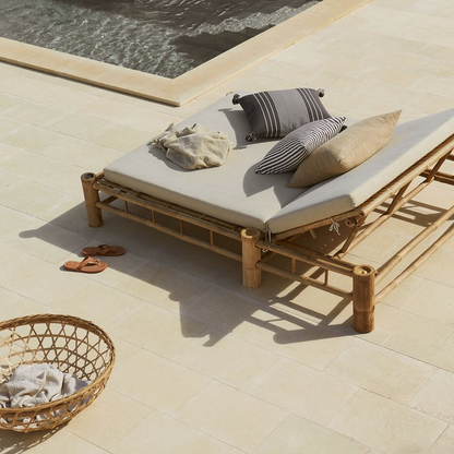 Double Bamboo Sunbed With Cushion - Design Vintage