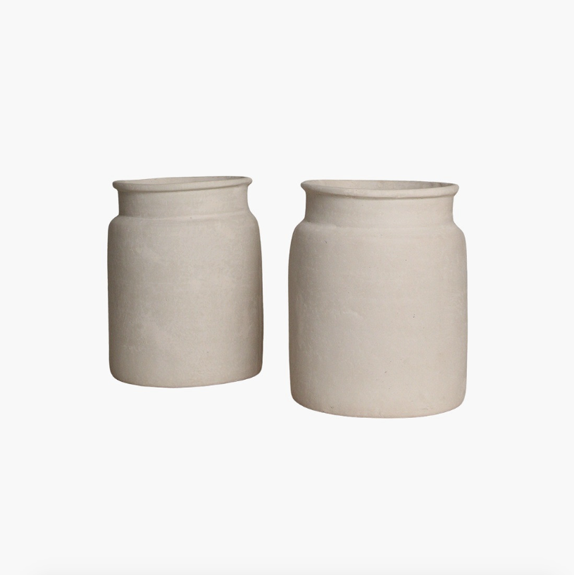 Papier Mache Limestone Jar - Design Vintage