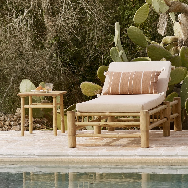 Bamboo Sunbed With Cushion