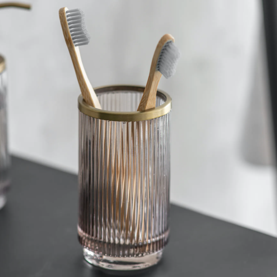Brass + Glass Toothbrush Holder