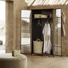 Black Iron Wardrobe Cabinet