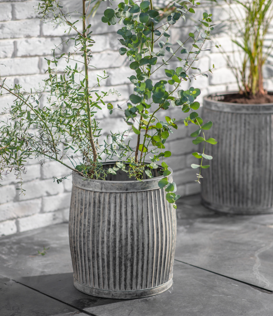 Ribbed Steel Planters - Design Vintage