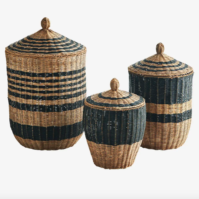Lidded Handwoven Baskets - Design Vintage