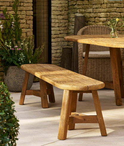 Reclaimed Teak Oval Bench