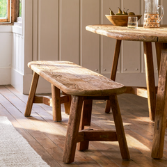 Reclaimed Teak Oval Bench