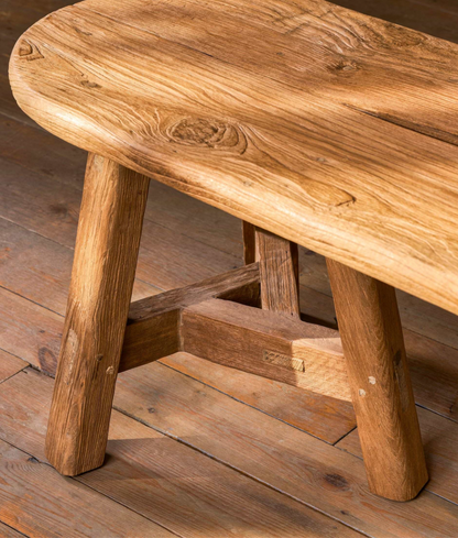 Reclaimed Teak Oval Bench