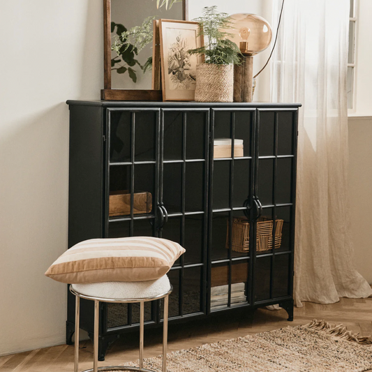 Black Iron Low Cabinet - Design Vintage