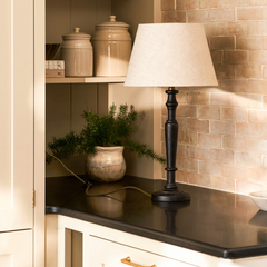 Black + Linen Table Lamp