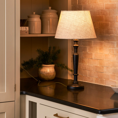 Black + Linen Table Lamp - Design Vintage