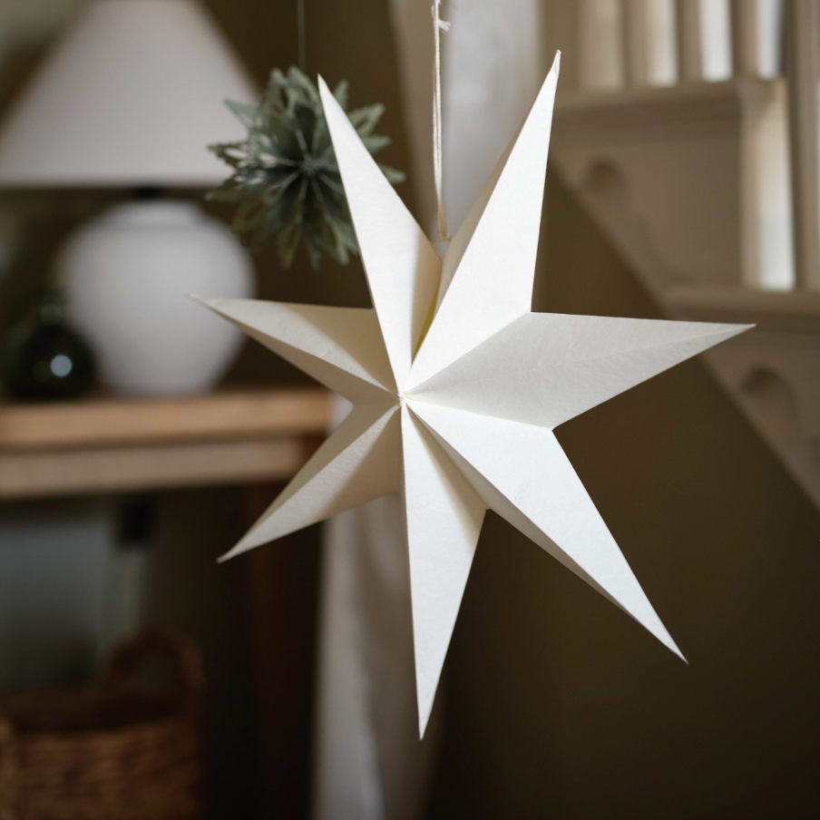 Large White Cotton Paper Star - Design Vintage