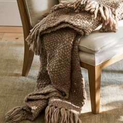Truffle Chunky Knit Wool Throw