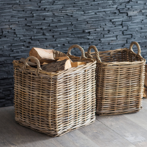 Set of Rattan Log Baskets