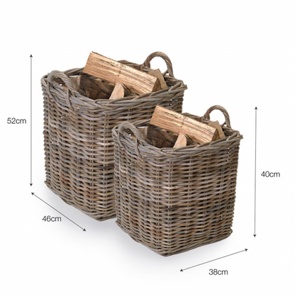 Set of Rattan Log Baskets