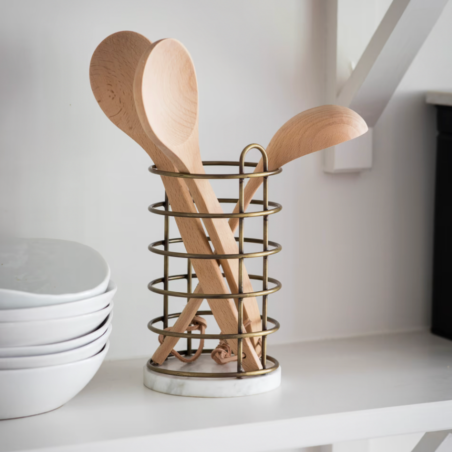 Brass + Marble Utensil Holder