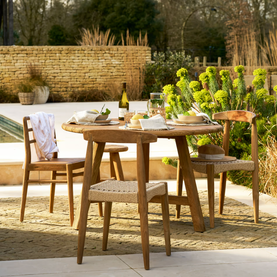 Reclaimed Teak Slatted Outdoor Table - Design Vintage