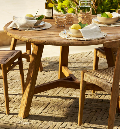 Reclaimed Teak Slatted Outdoor Table - Design Vintage