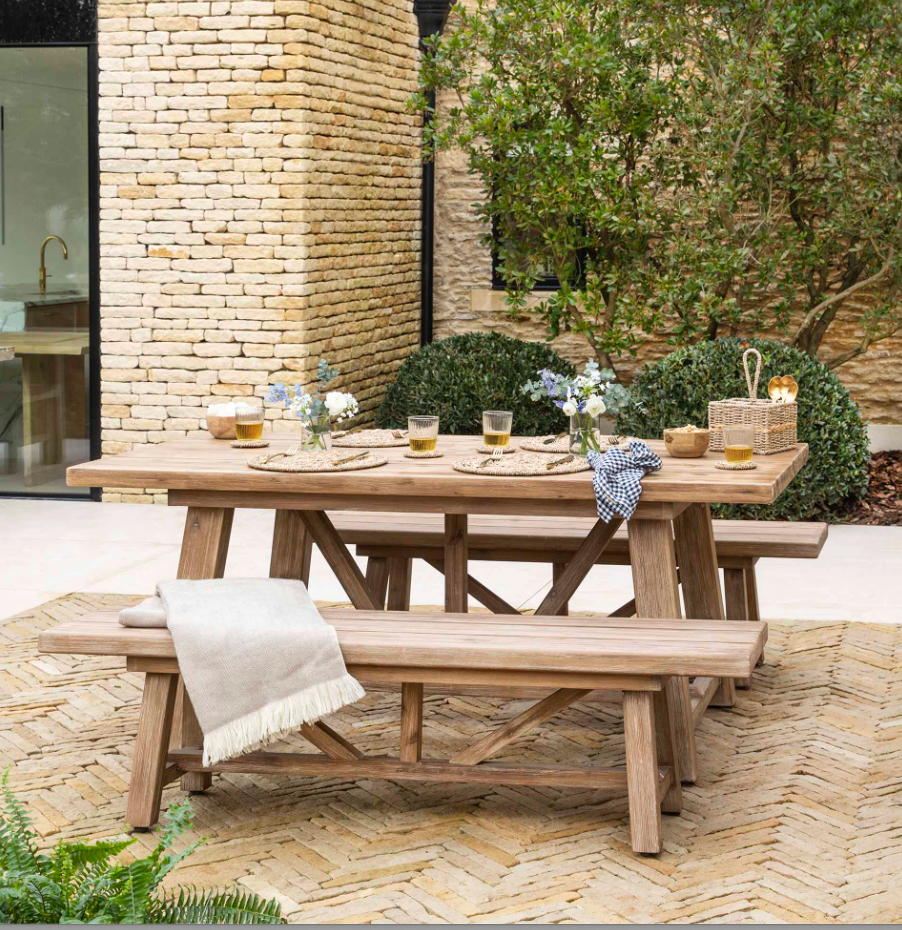 Solid Acacia Wood Outdoor Bench - Design Vintage