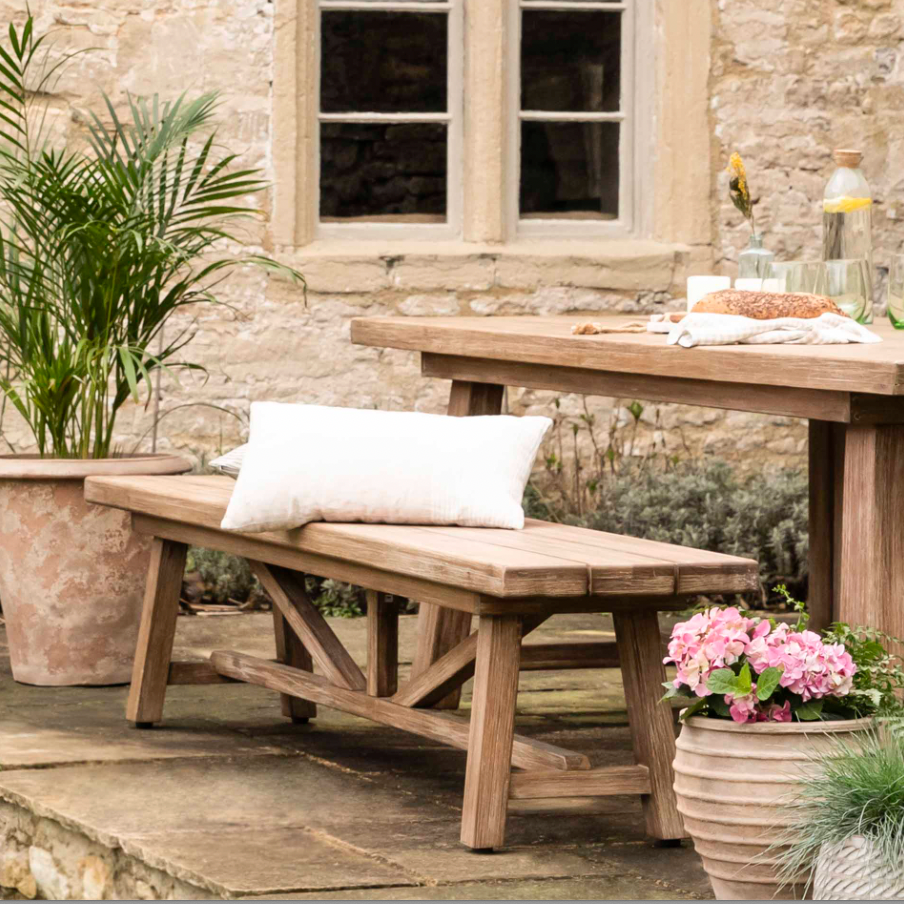 Solid Acacia Wood Outdoor Bench - Design Vintage