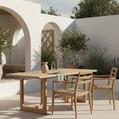 Curved Teak Outdoor Dining Table - Design Vintage