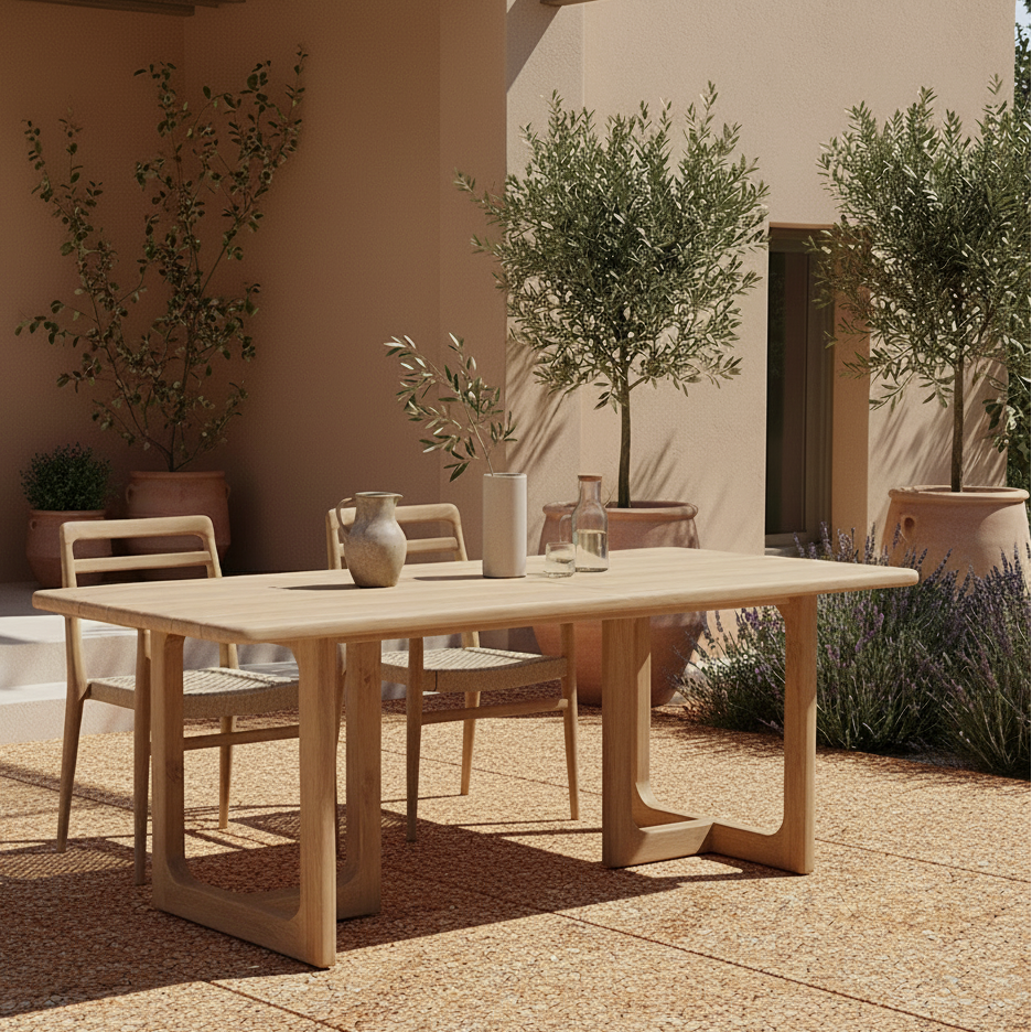 Curved Teak Outdoor Dining Table - Design Vintage