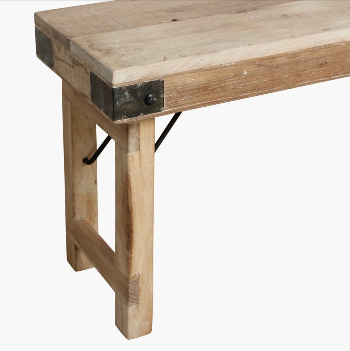 Limewash Folding Dining Bench - Design Vintage