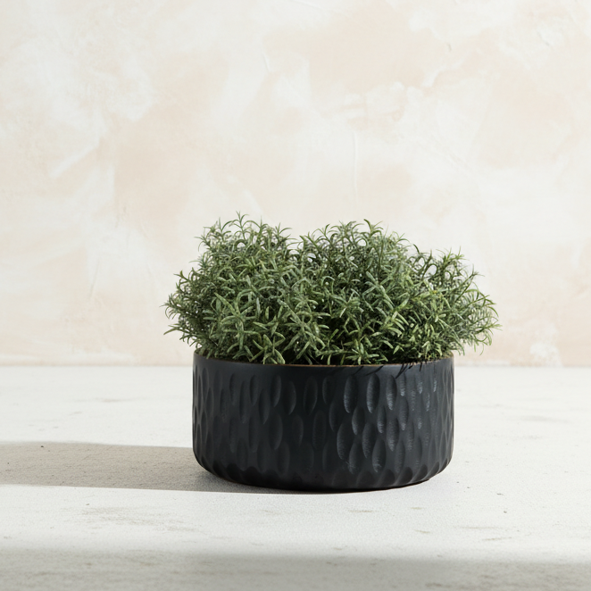 Black Textured Wood Bowl - Design Vintage